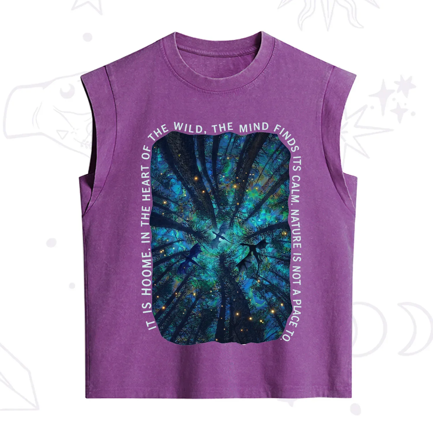 Purplehecate Forest Mindscape Night Sky Vintage Washed Tank