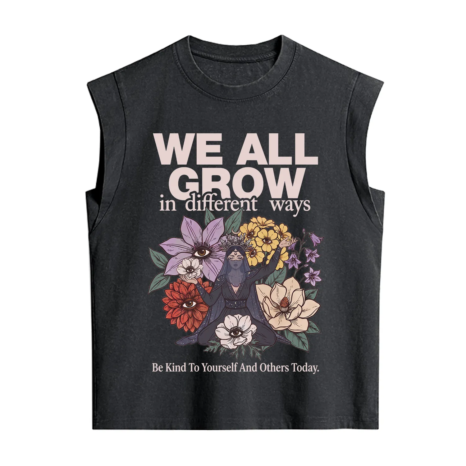 Purplehecate We All Grow Different Ways Floral Vintage Washed Tank