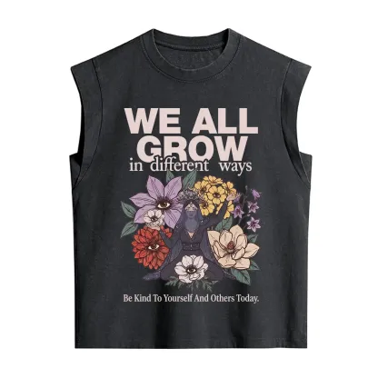 Purplehecate We All Grow Different Ways Floral Vintage Washed Tank