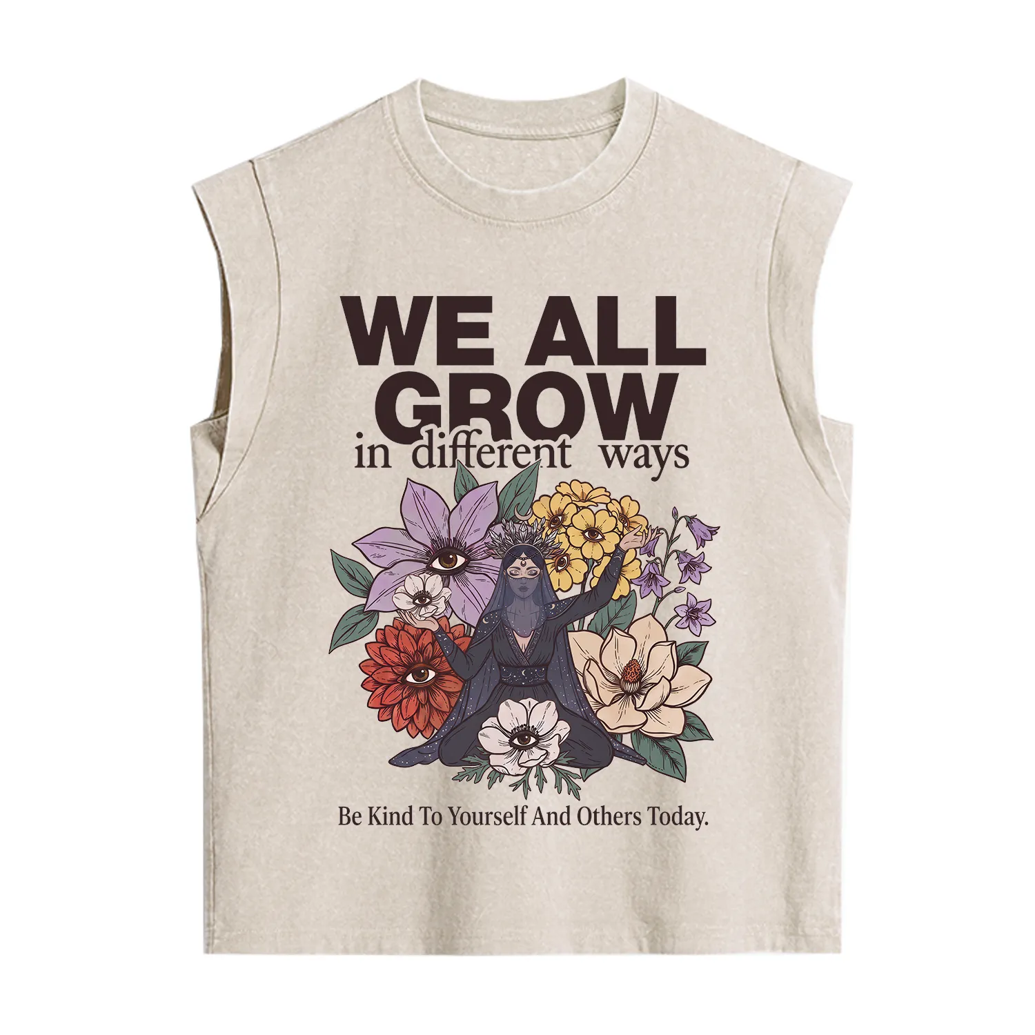 Purplehecate We All Grow Different Ways Floral Vintage Washed Tank