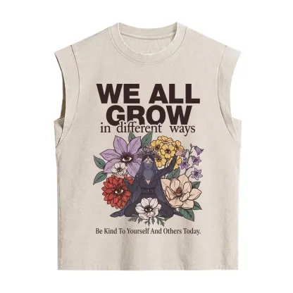 Purplehecate We All Grow Different Ways Floral Vintage Washed Tank