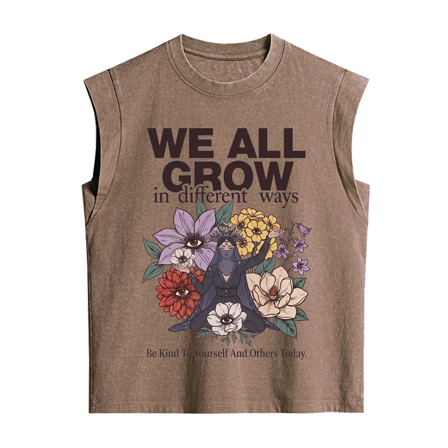 Purplehecate We All Grow Different Ways Floral Vintage Washed Tank