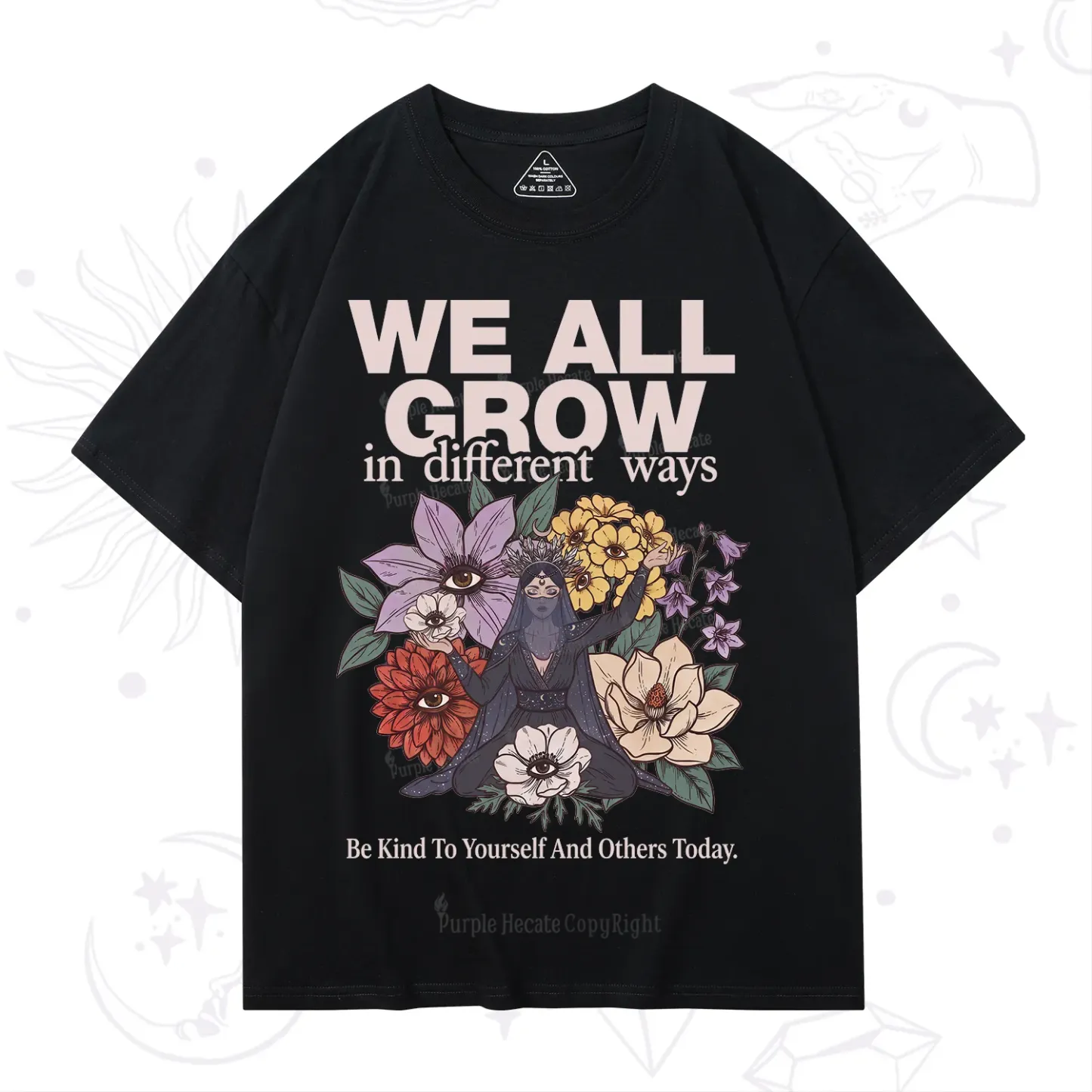 Purplehecate We All Grow Different Ways Floral T-Shirt