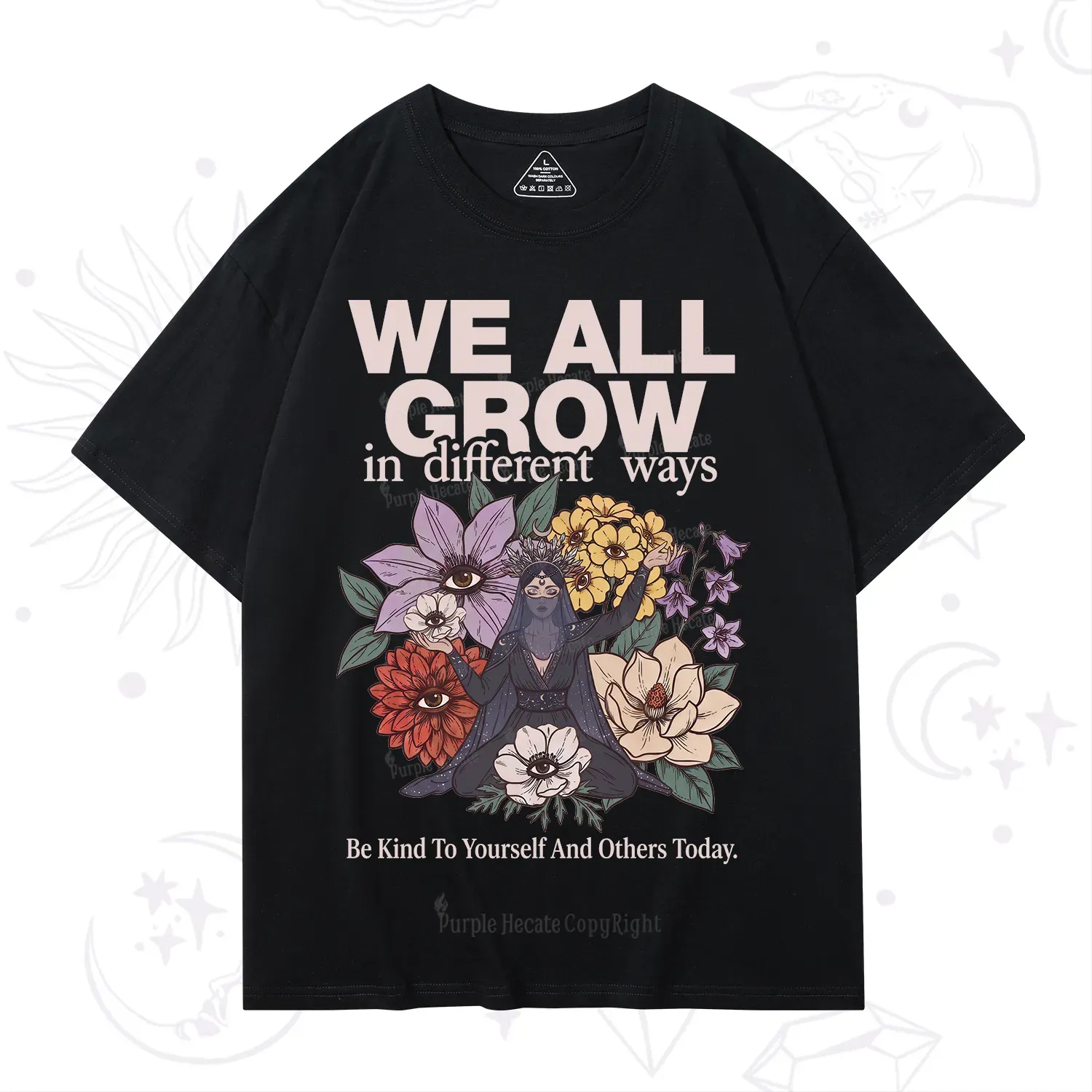 Purplehecate We All Grow Different Ways Floral T-Shirt