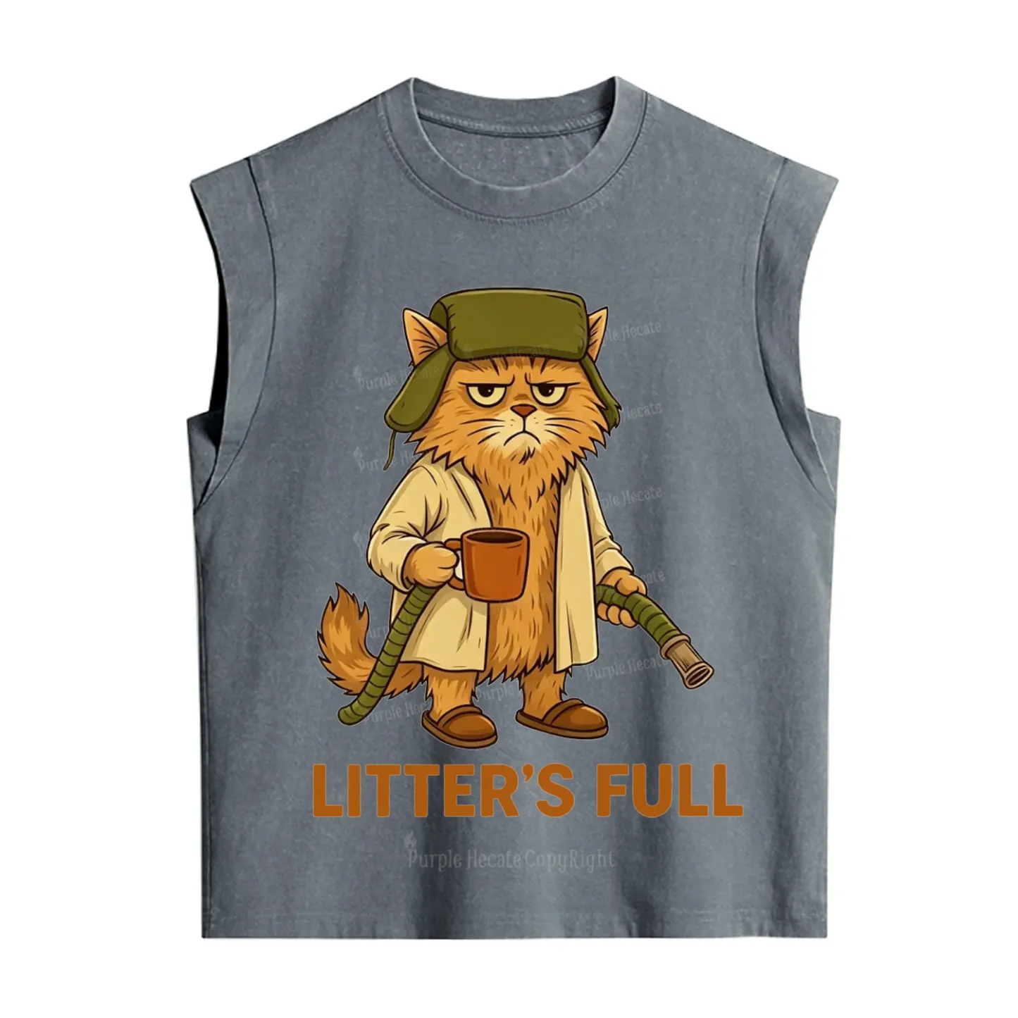 Purplehecate Litter's Full Funny Cat Vintage Washed Tank