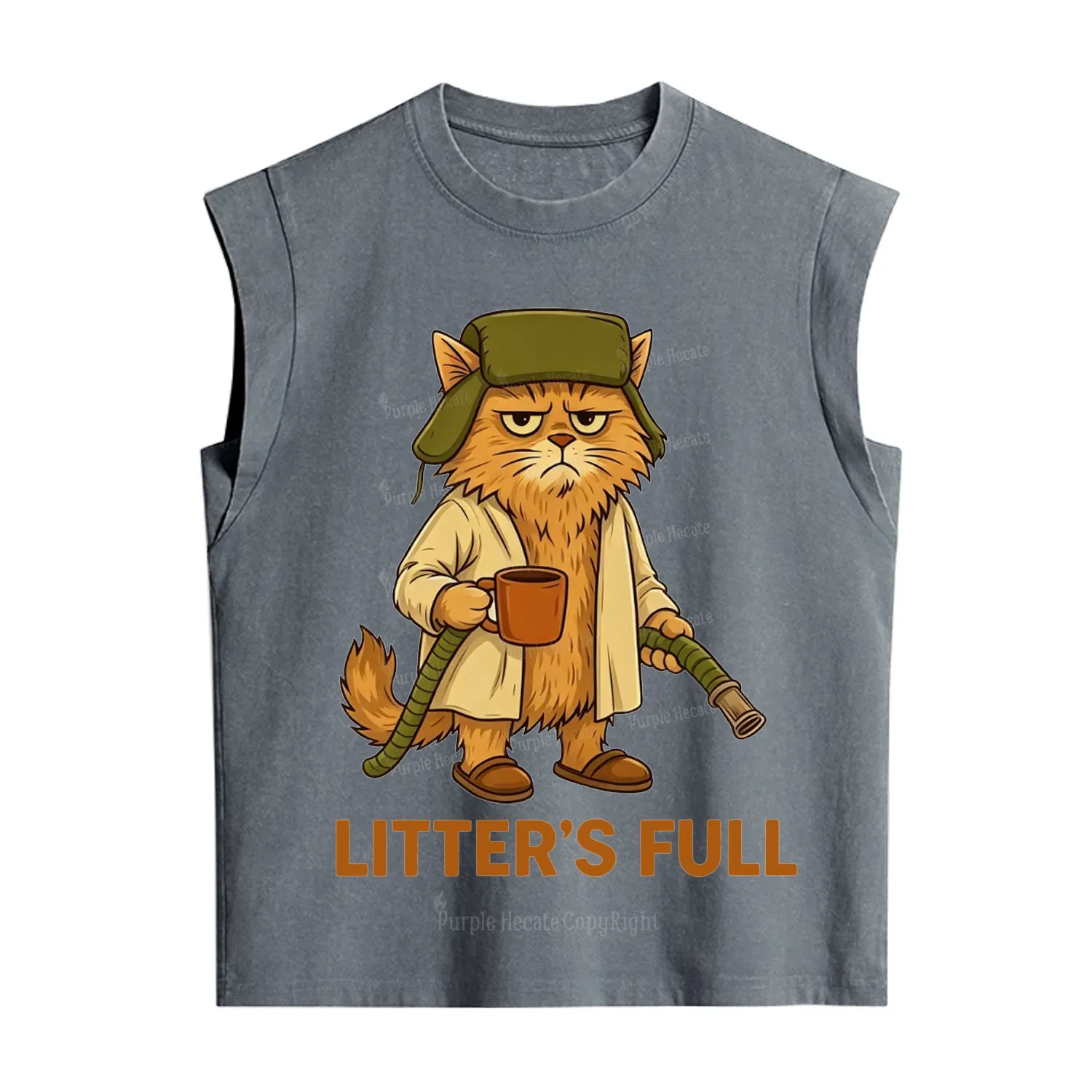 Purplehecate Litter's Full Funny Cat Vintage Washed Tank