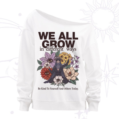 Purplehecate We All Grow Different Ways Floral Off The Shoulder Sweatshirt