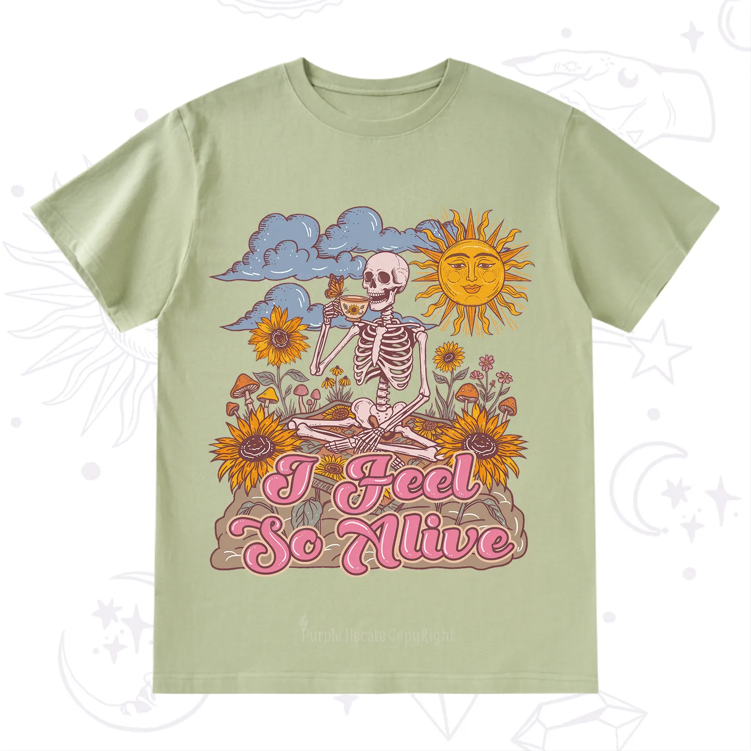 Purplehecate I feel So Alive Dancing Sarcastic Skeleton T-Shirt
