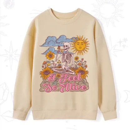 Purplehecate I feel So Alive Dancing Sarcastic Skeleton Sweatshirt