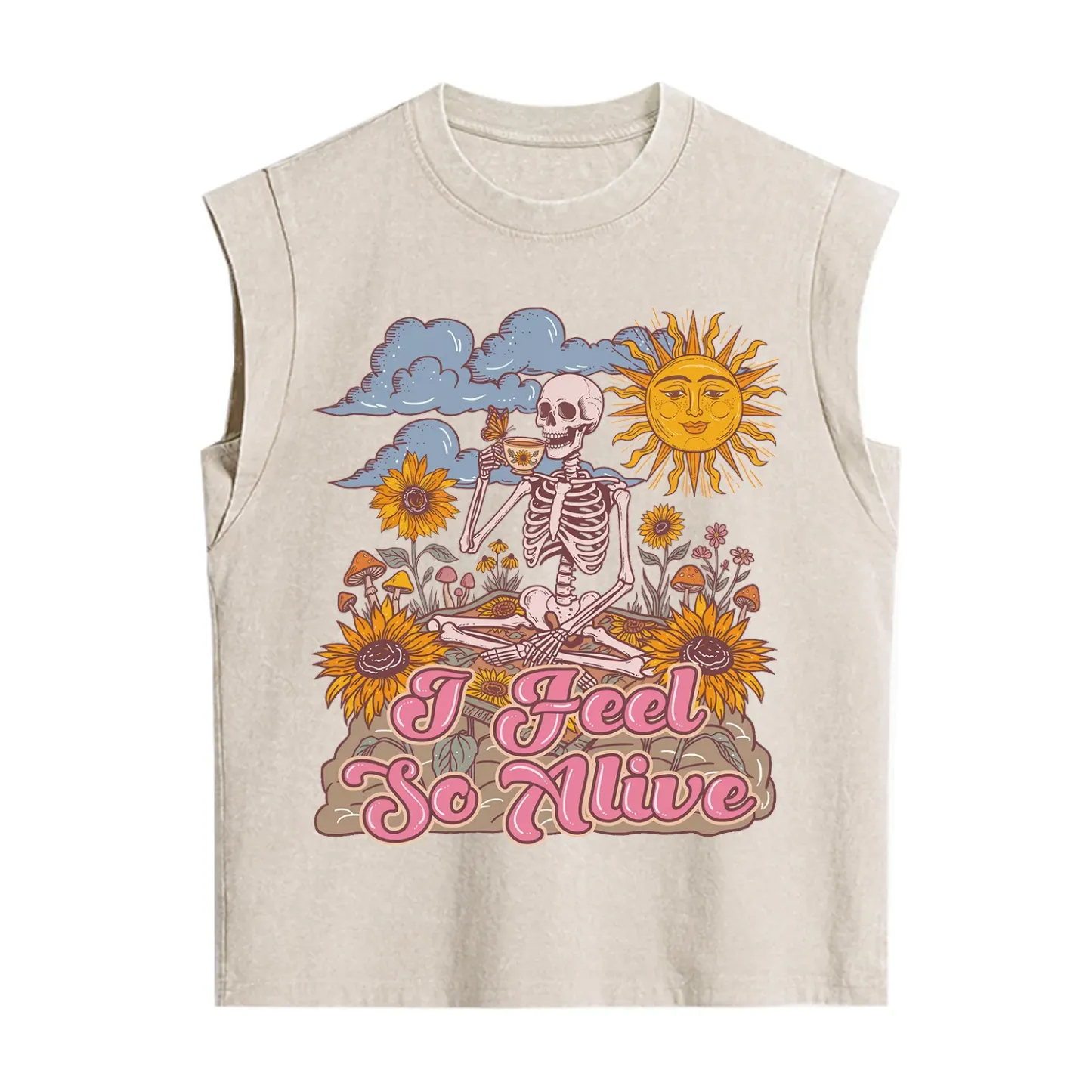 Purplehecate I feel So Alive Dancing Sarcastic Skeleton Vintage Washed Tank