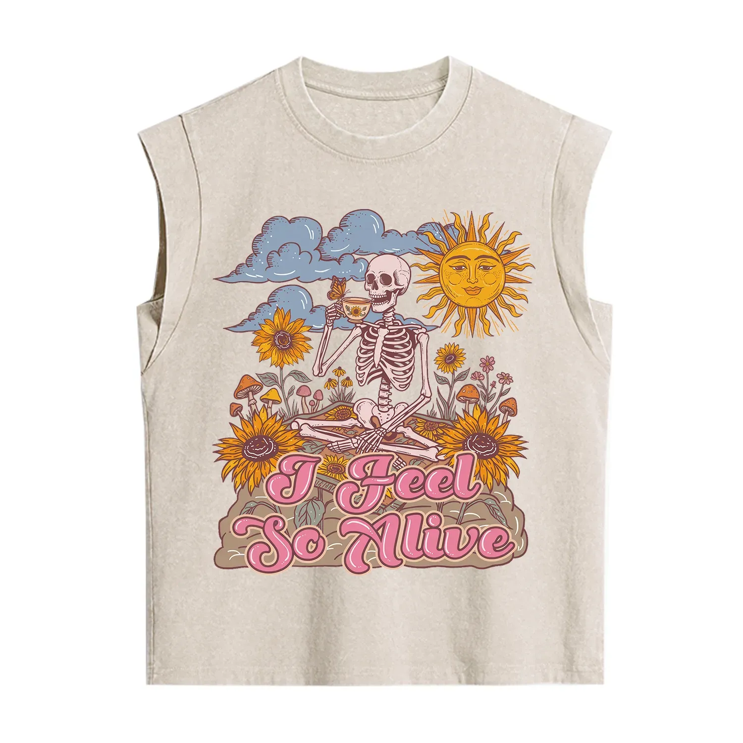 Purplehecate I feel So Alive Dancing Sarcastic Skeleton Vintage Washed Tank