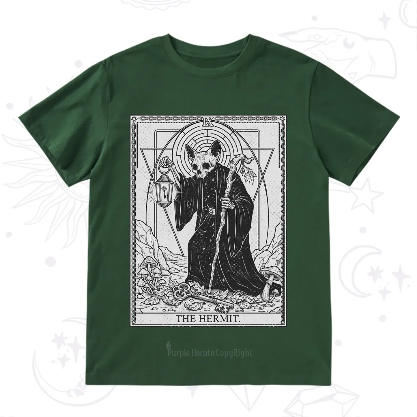 Purplehecate The Hermit Skeleton Cat Tarot T-Shirt