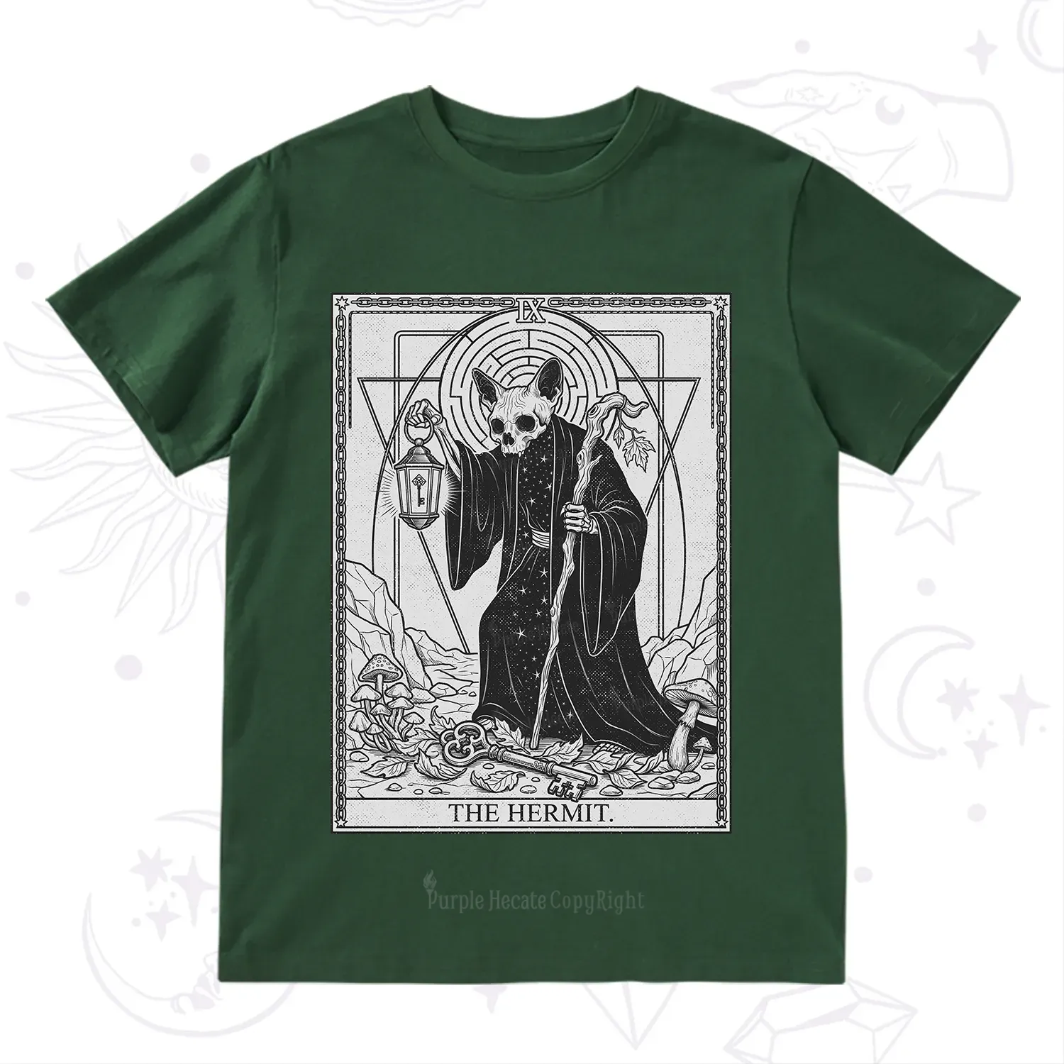Purplehecate The Hermit Skeleton Cat Tarot T-Shirt