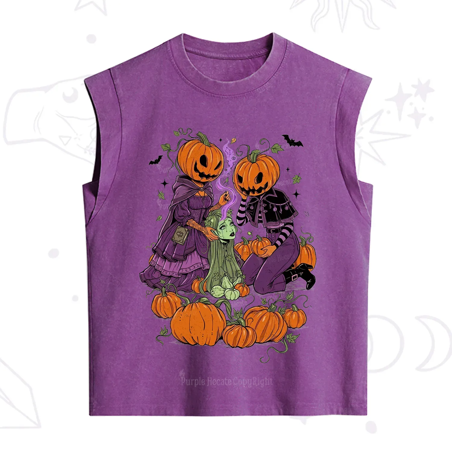 Purplehecate Spooky Witch Pumpkin Patch Vintage Washed Tank