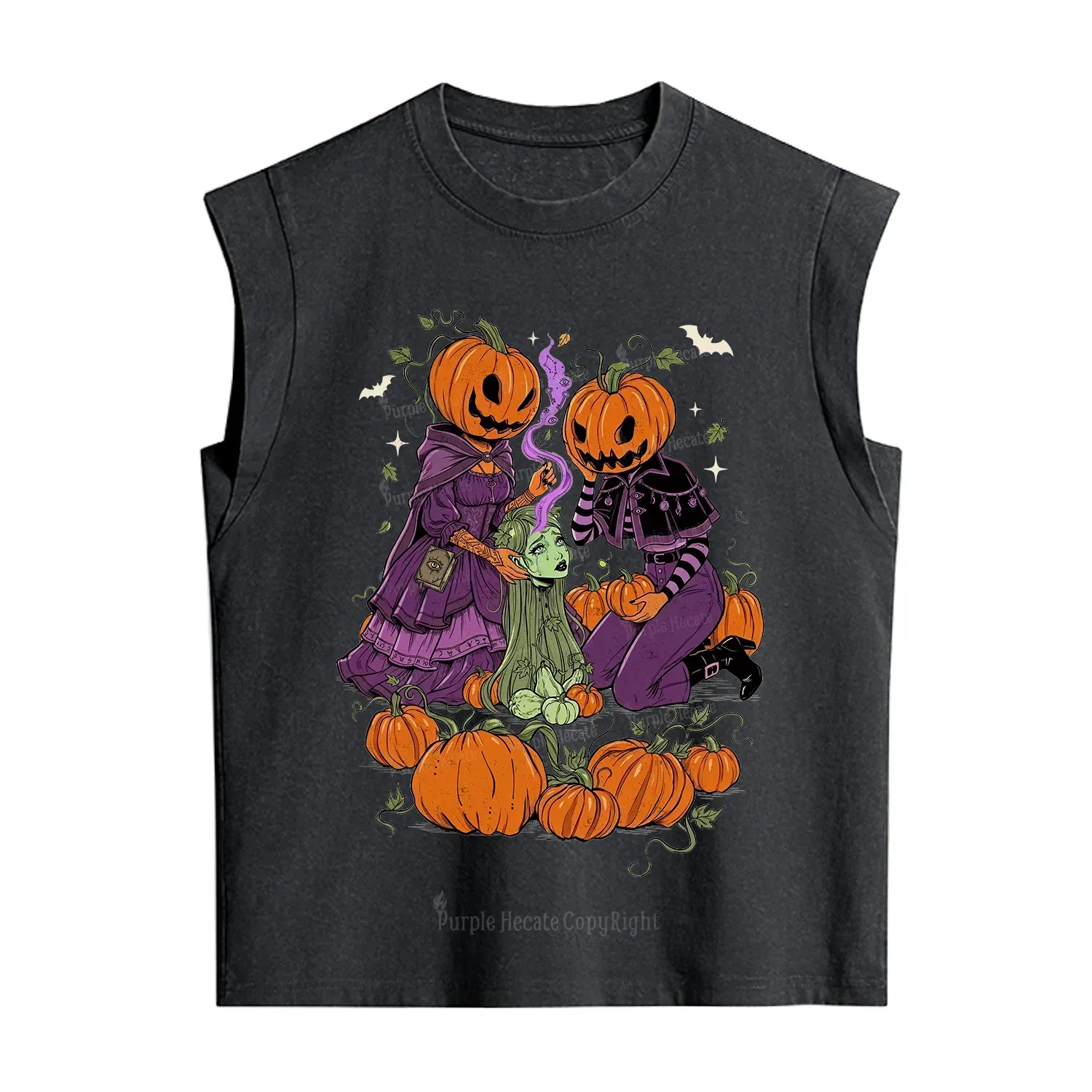 Purplehecate Spooky Witch Pumpkin Patch Vintage Washed Tank