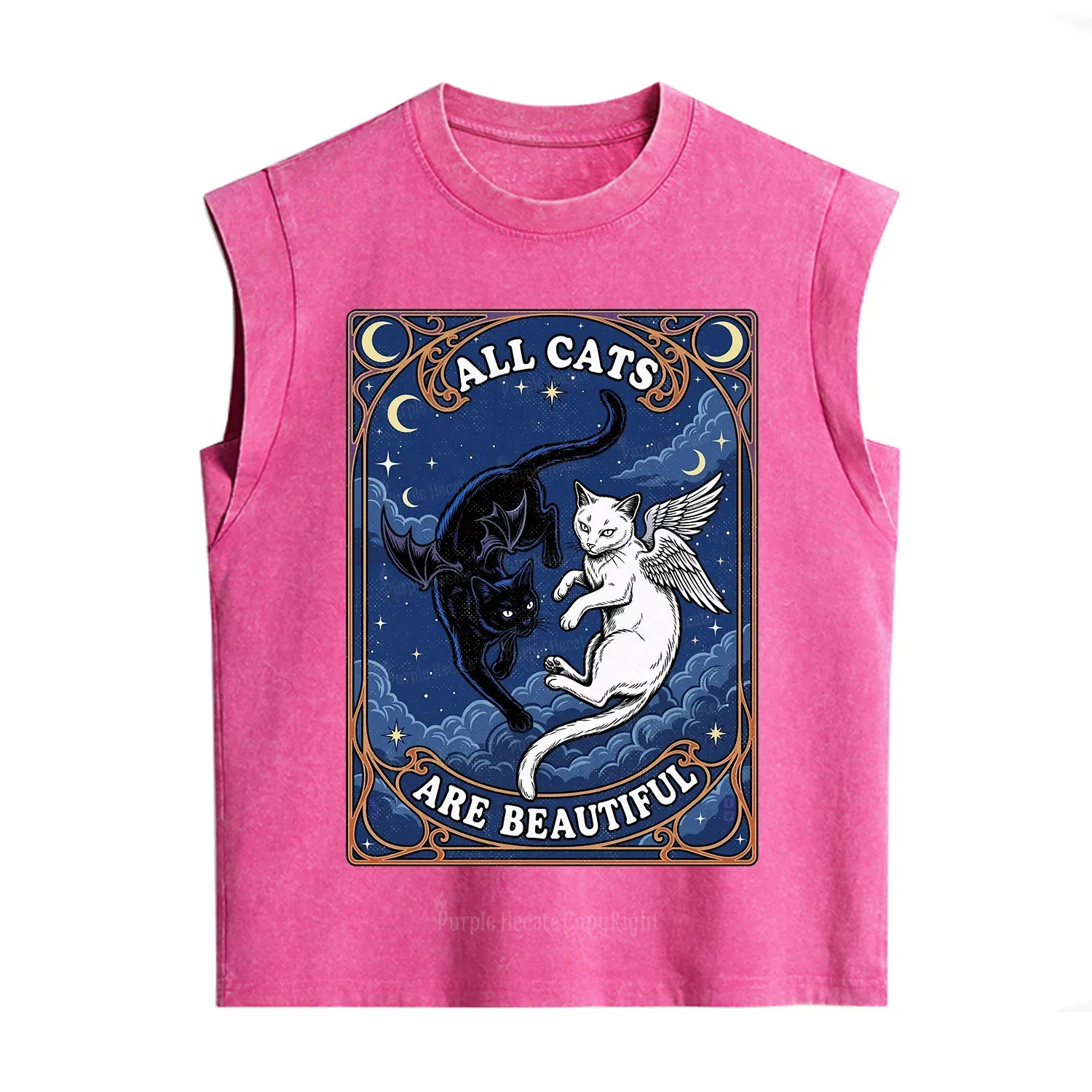 Purplehecate Angel & Devil Cat Vintage Washed Tank