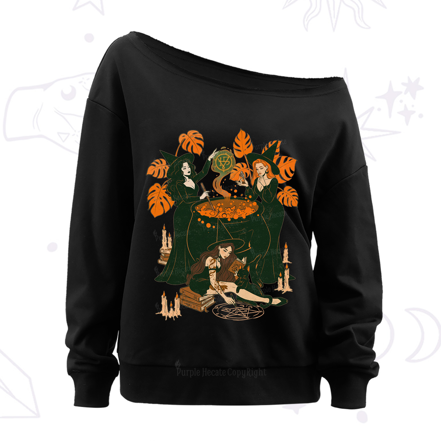 Purplehecate Midnight Potion Ritual Halloween Off The Shoulder Sweatshirt