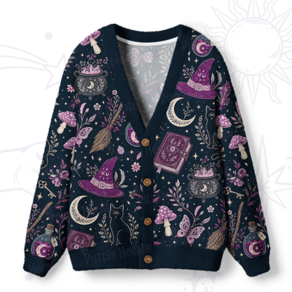 Purplehecate Witchcraft Spellbook Ugly Cardigan Sweaters
