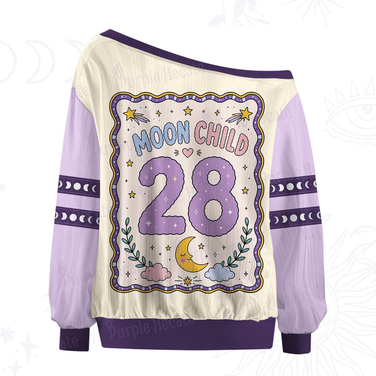 Purplehecate Official Moon Child Certificate Off The Shoulder Graphic Jersey