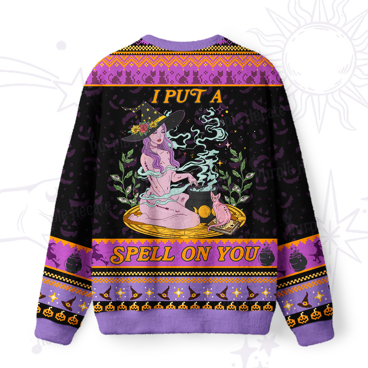 Purplehecate I Put A Spell On You Ugly Halloween Sweatshirts