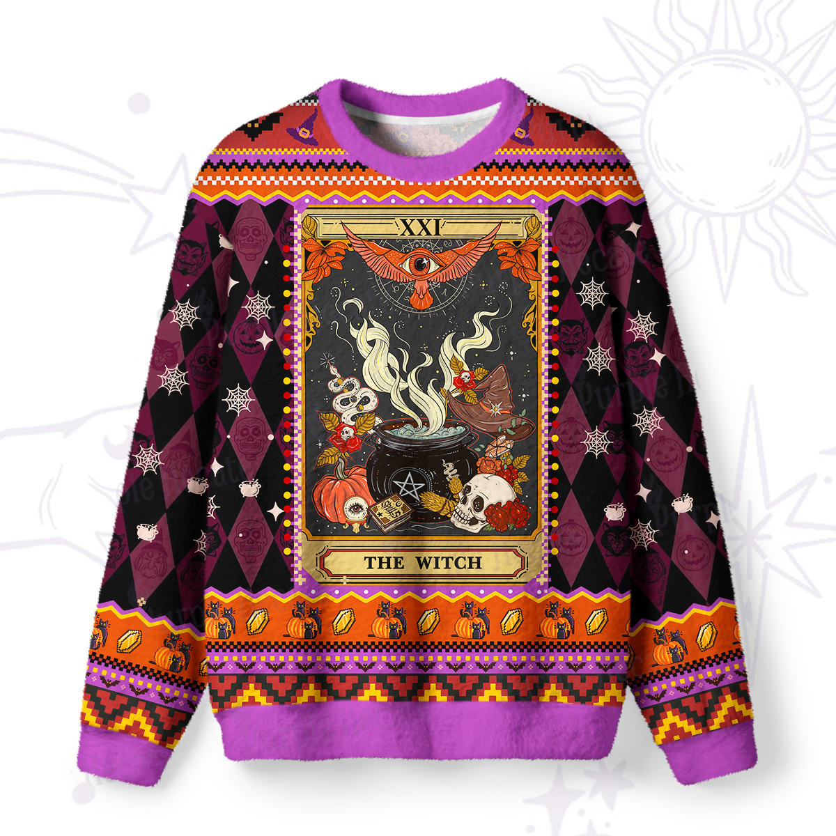 Purplehecate The Witch Magical Tarot Ugly Halloween Sweatshirts