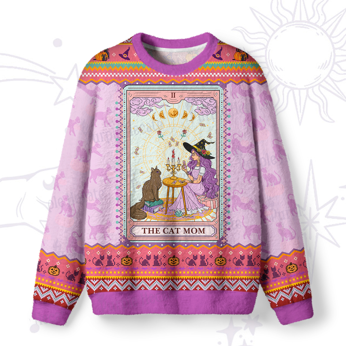Purplehecate The Cat Witch Mom Tarot Ugly Halloween Sweatshirts