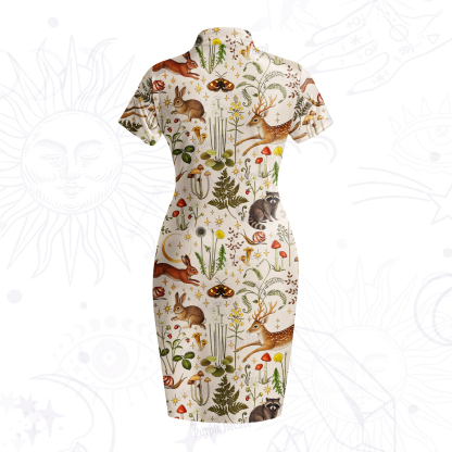 Purplehecate Enchanted Forest Animals Velvet Bodycon Dress