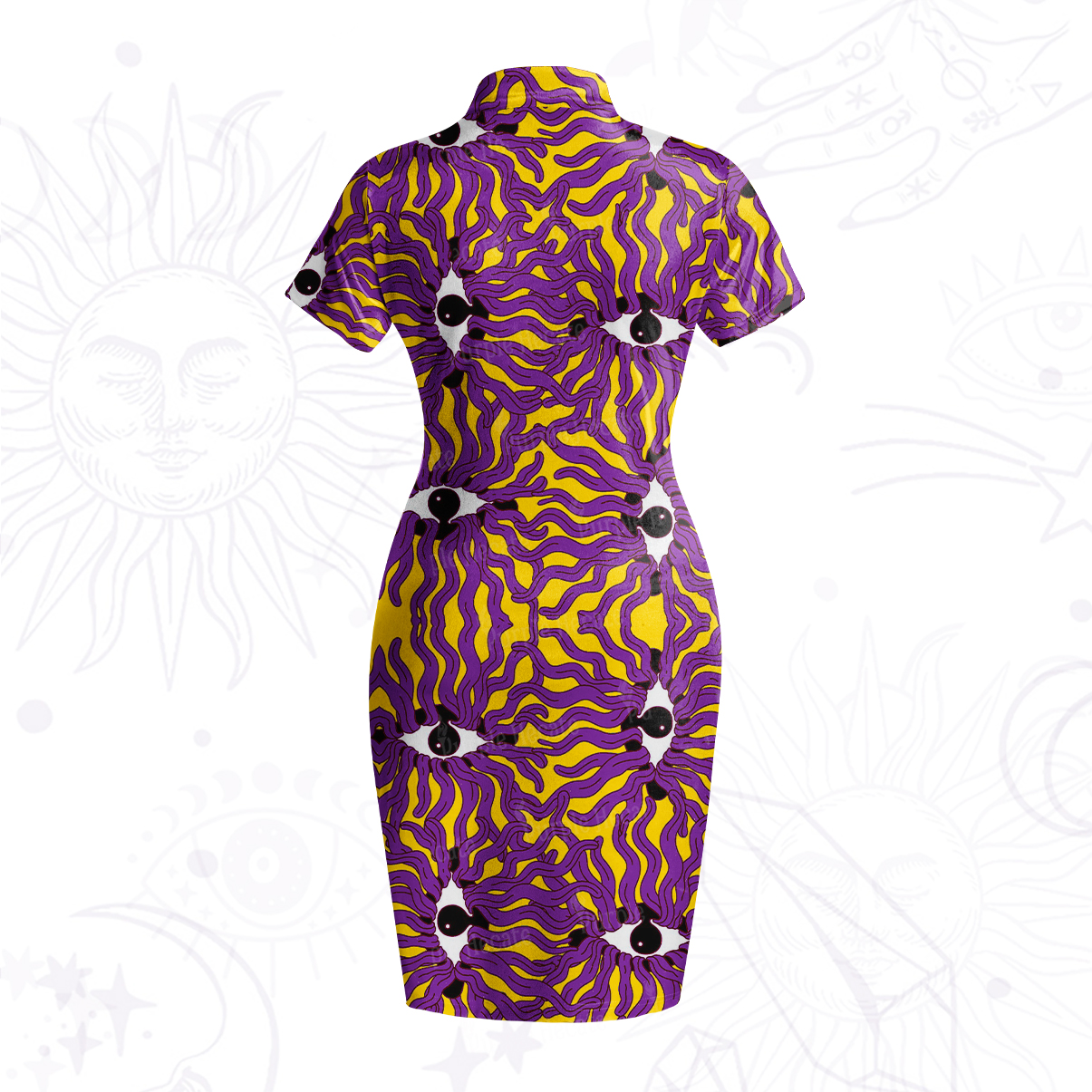 Purplehecate Psychedelic Wave Eyes Velvet Bodycon Dress