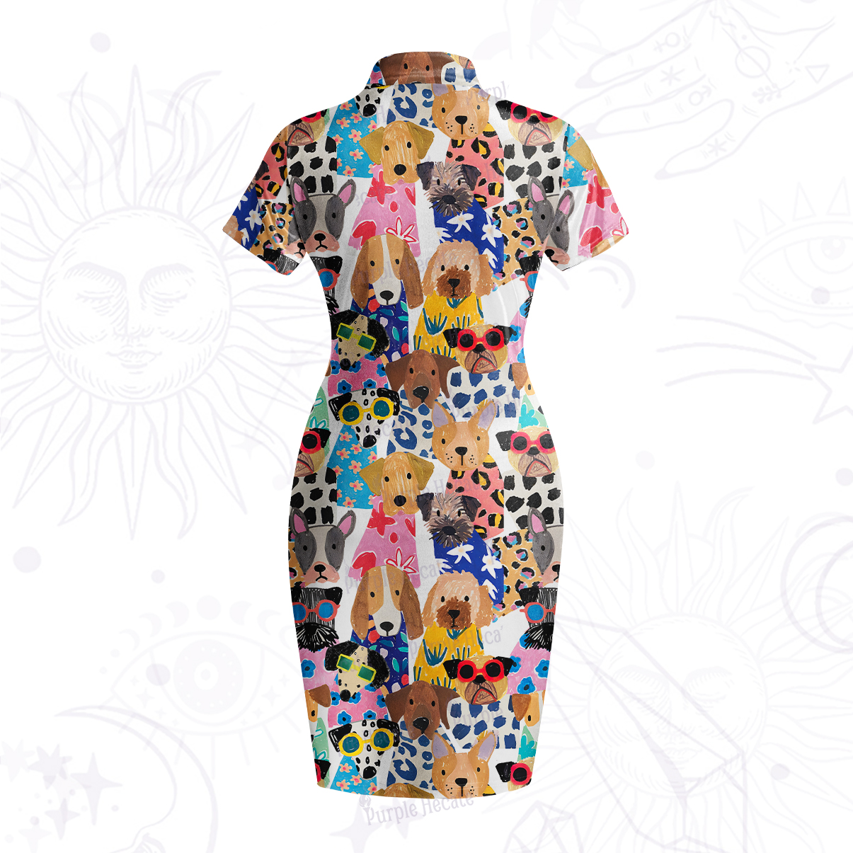 Purplehecate Puppy Parade Velvet Bodycon Dress