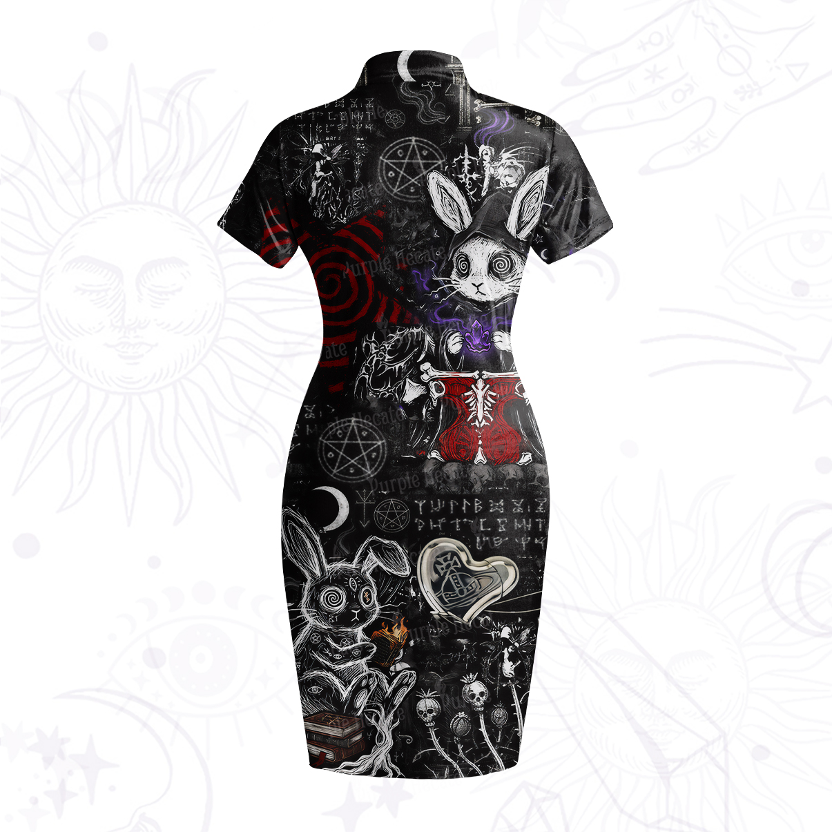 Purplehecate Gothic Cursed Bunny Ritual Velvet Bodycon Dress