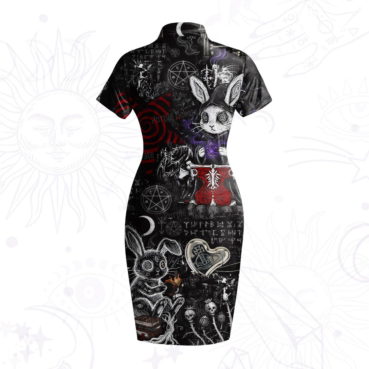 Purplehecate Gothic Cursed Bunny Ritual Velvet Bodycon Dress