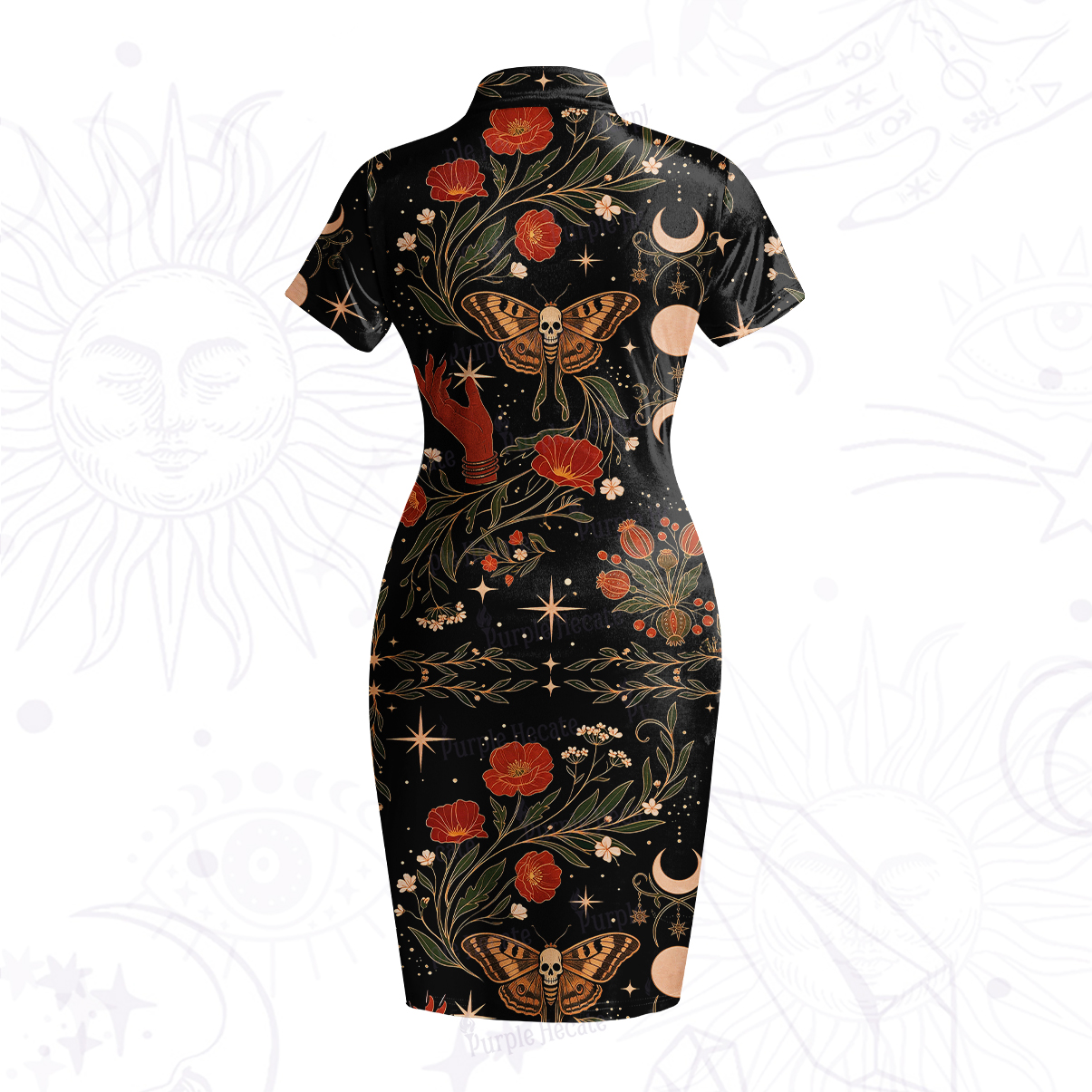 Purplehecate Death Moth Rebirth Velvet Bodycon Dress