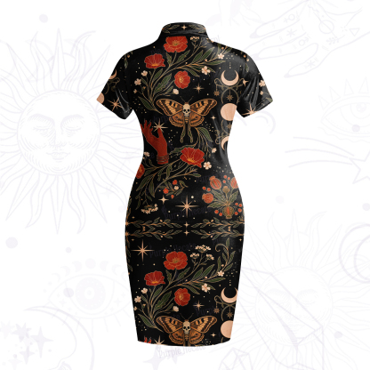 Purplehecate Death Moth Rebirth Velvet Bodycon Dress
