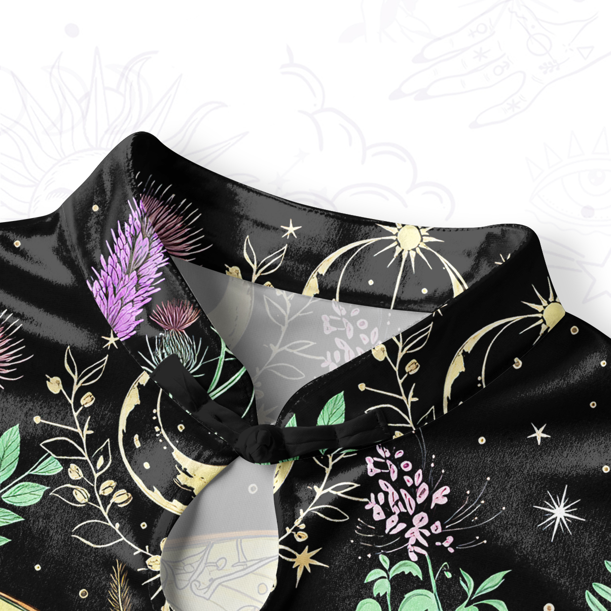 Purplehecate Mystic Lunar Moth Herbal Forest Velvet Bodycon Dress