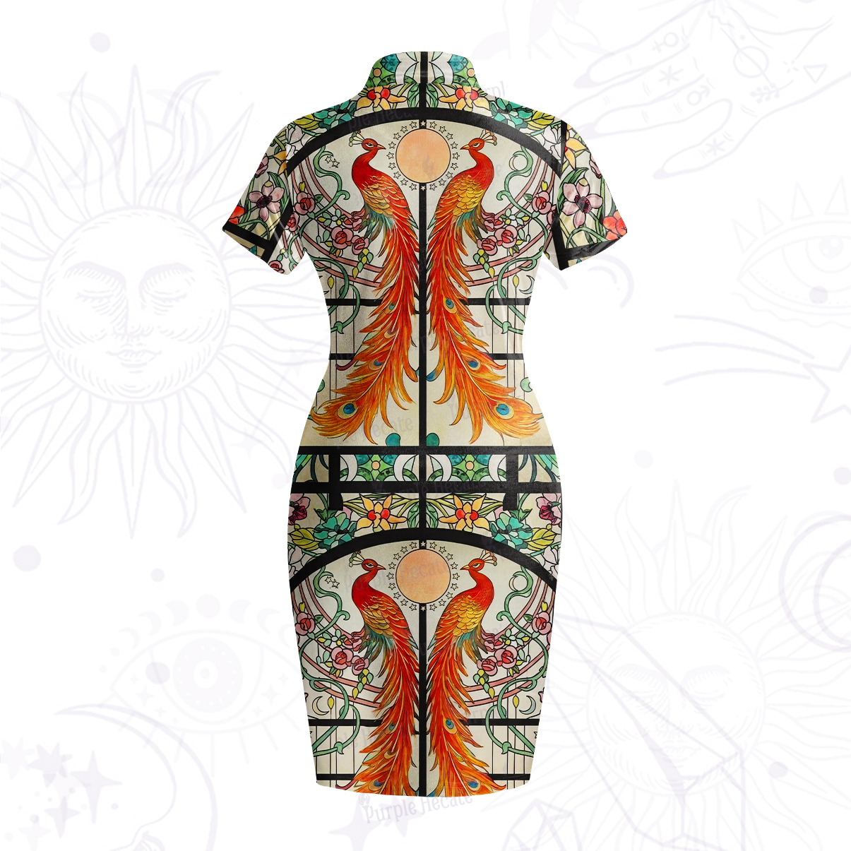 Purplehecate Stained Glass Rose Romance Velvet Bodycon Dress