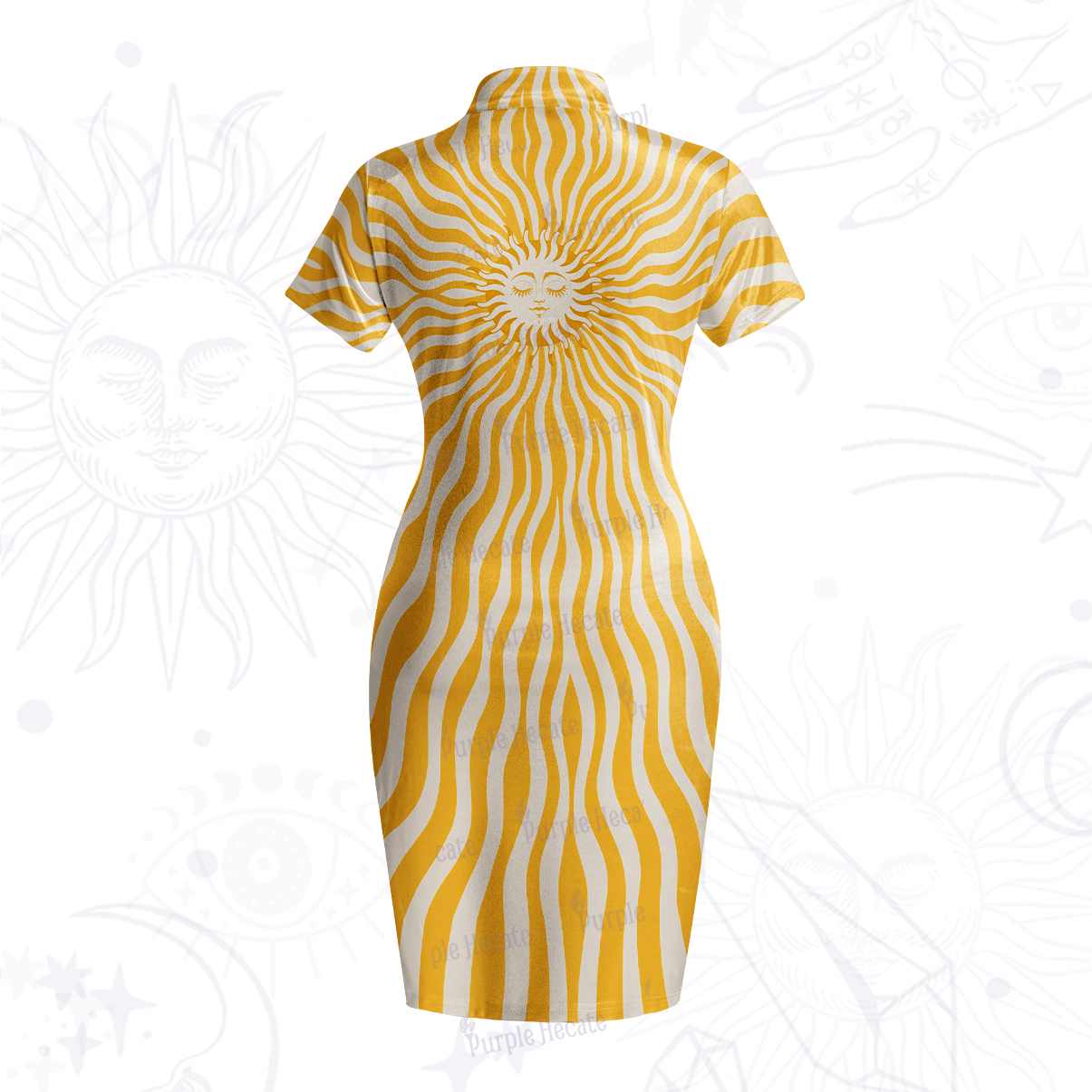 Purplehecate Radiance of the Sun Velvet Bodycon Dress
