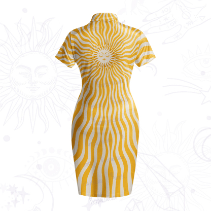 Purplehecate Radiance of the Sun Velvet Bodycon Dress