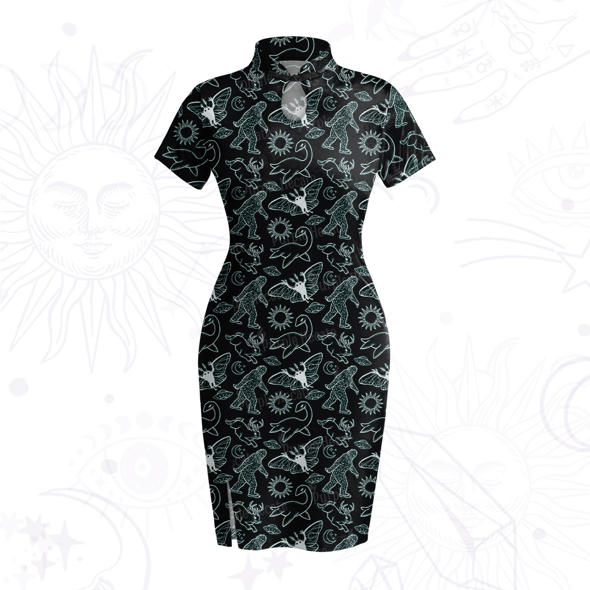 Purplehecate Cryptid Velvet Bodycon Dress