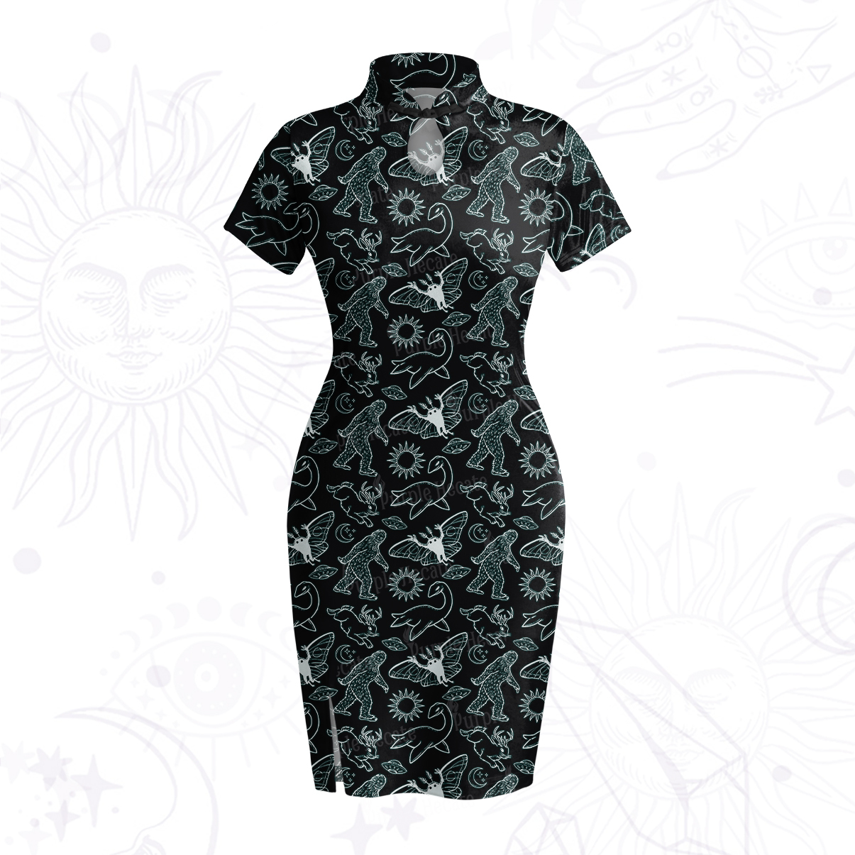 Purplehecate Cryptid Velvet Bodycon Dress