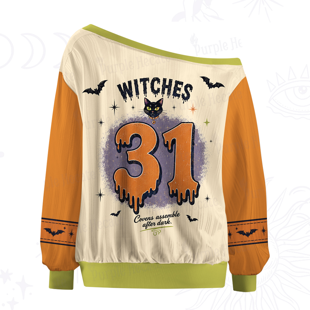Purplehecate Calling All Witches Halloween Off The Shoulder Graphic Jersey