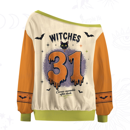Purplehecate Calling All Witches Halloween Off The Shoulder Graphic Jersey