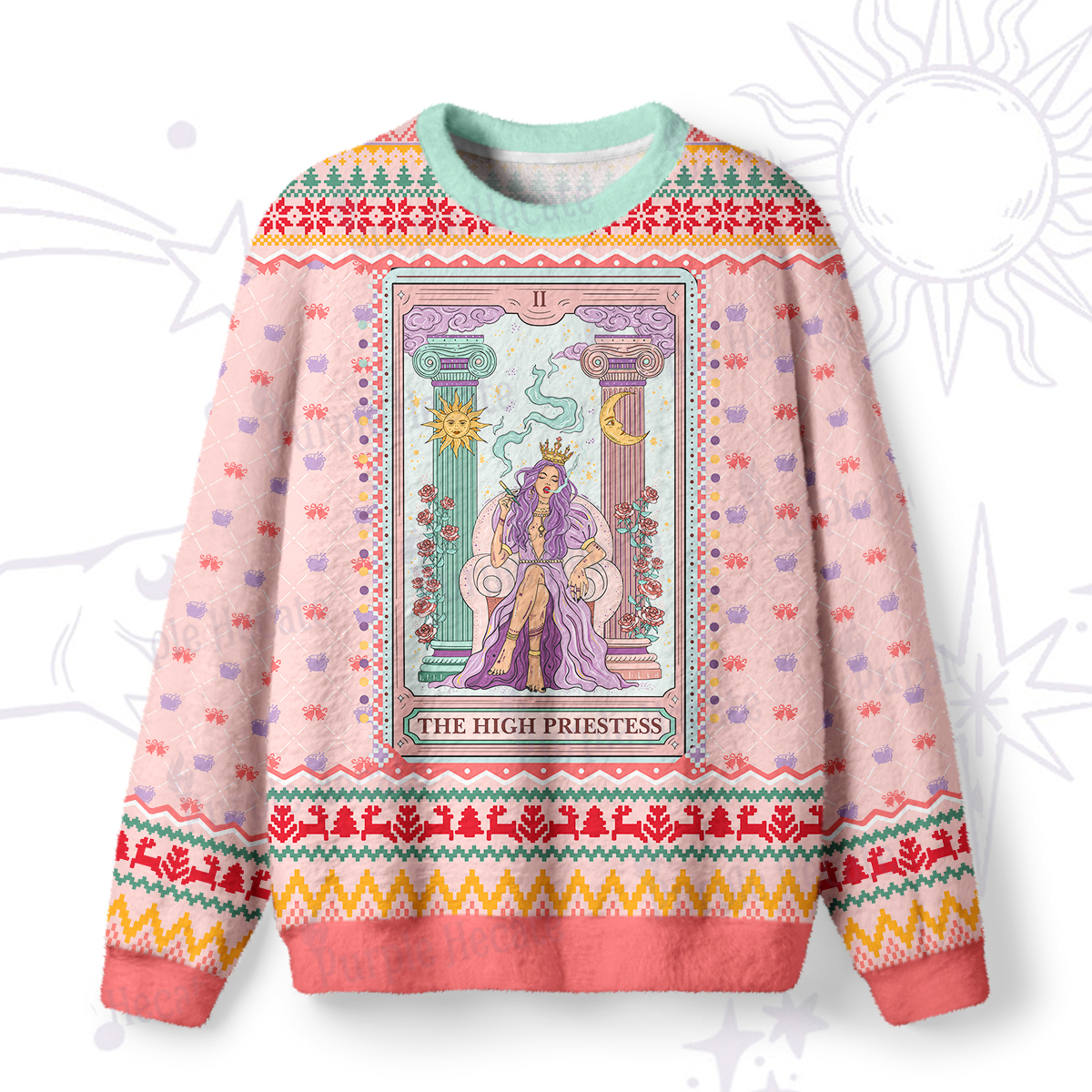 Purplehecate The High Priestess Tarot Card Ugly Christmas Sweatshirts