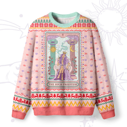 Purplehecate The High Priestess Tarot Card Ugly Christmas Sweatshirts