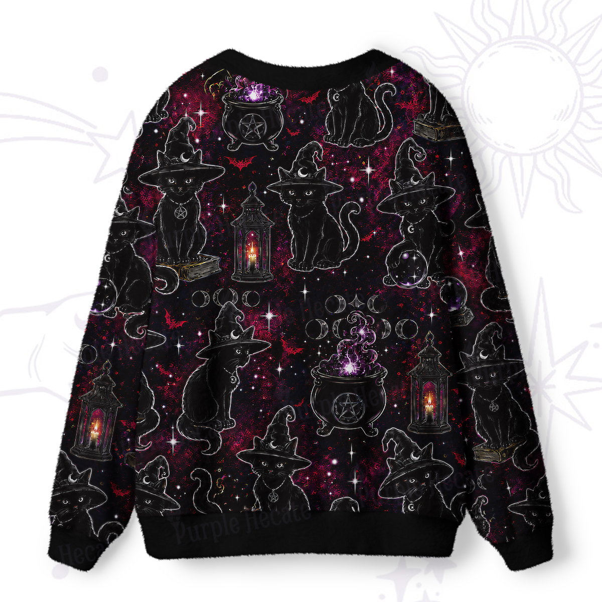 Purplehecate Brewing Black Cat Ugly Cardigan Sweaters