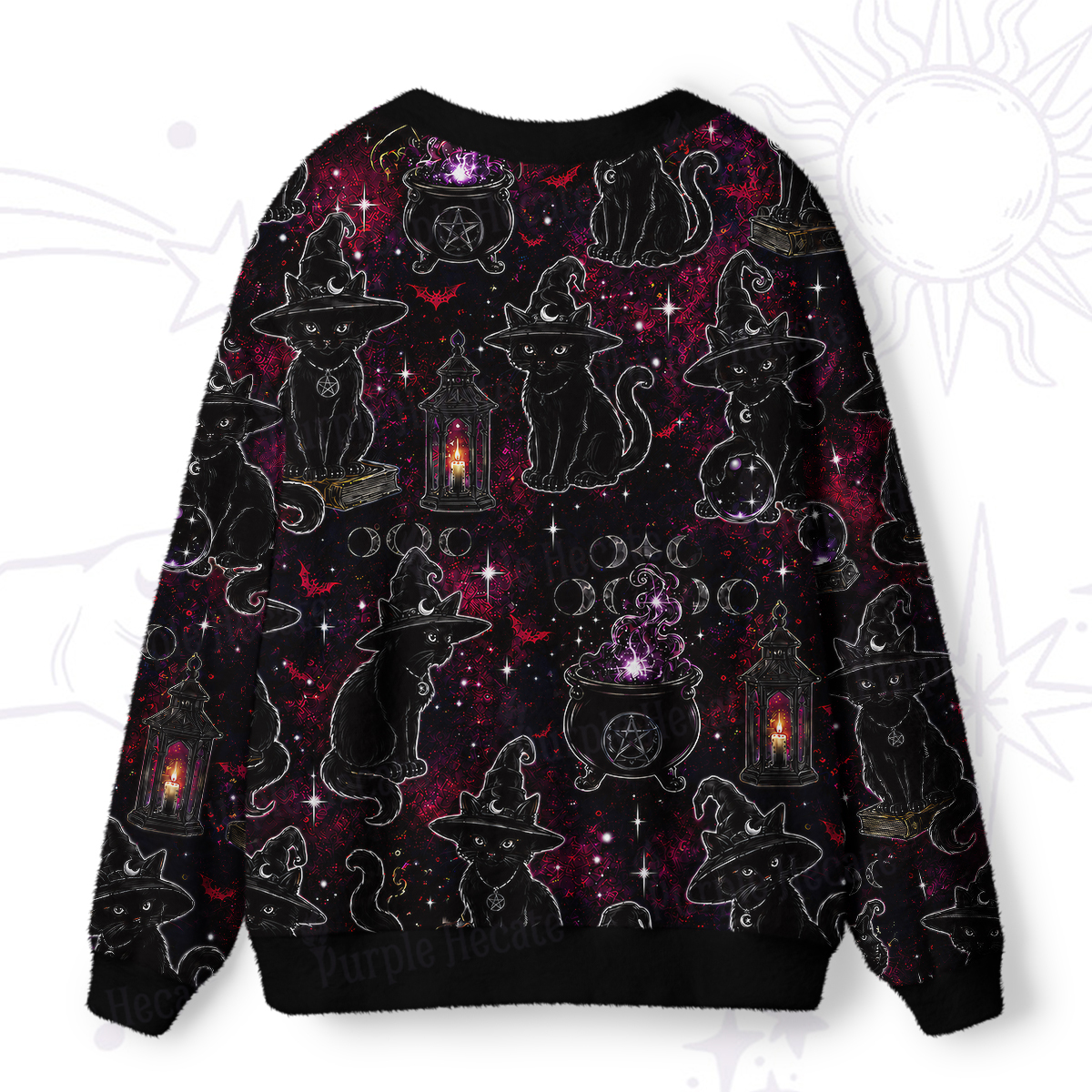 Purplehecate Brewing Black Cat Ugly Cardigan Sweaters