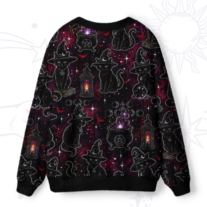 Purplehecate Brewing Black Cat Ugly Cardigan Sweaters