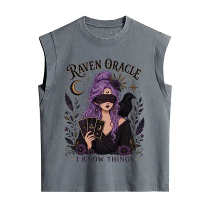 Purplehecate Raven Oracle I Know Things Witchy Vintage Washed Tank