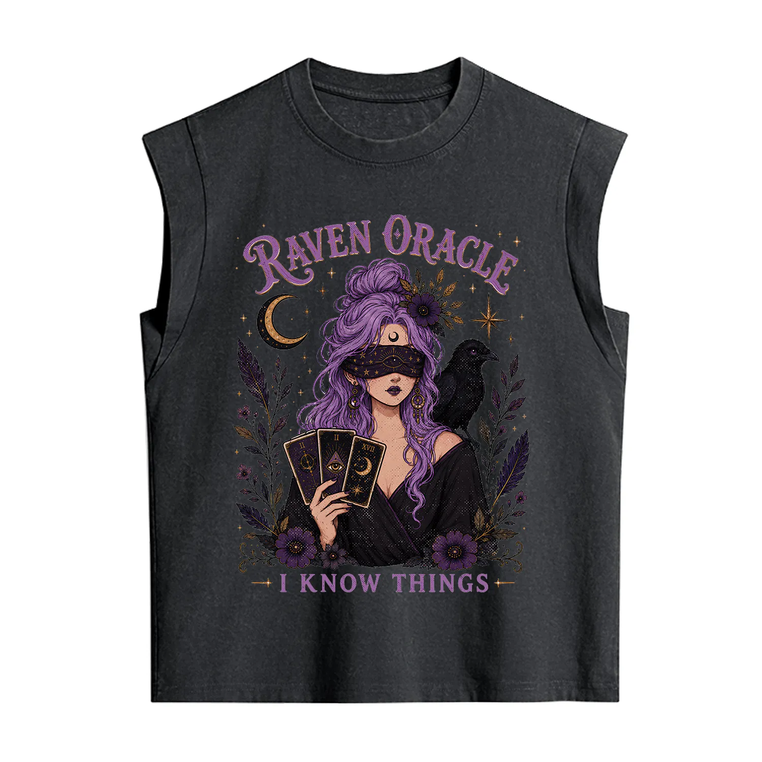 Purplehecate Raven Oracle I Know Things Witchy Vintage Washed Tank