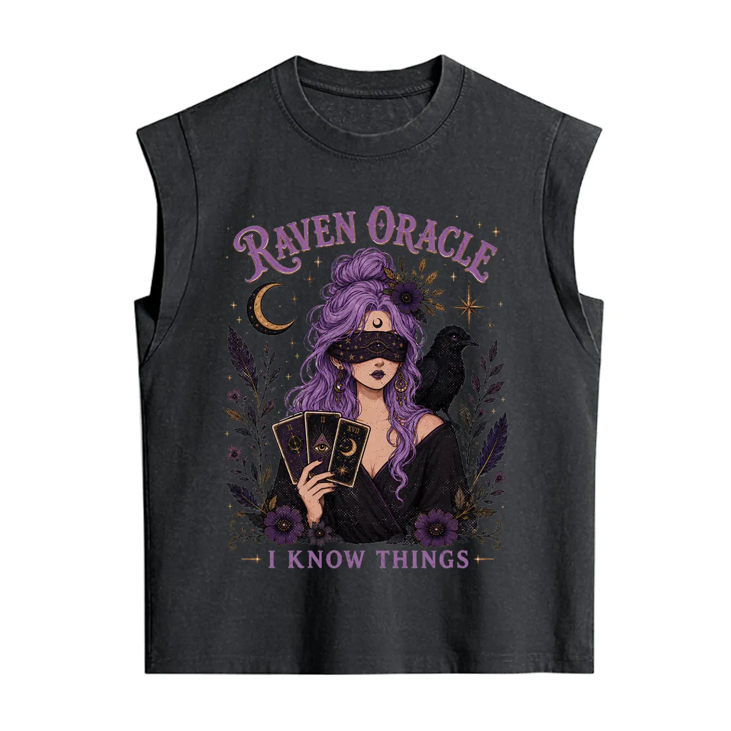 Purplehecate Raven Oracle I Know Things Witchy Vintage Washed Tank