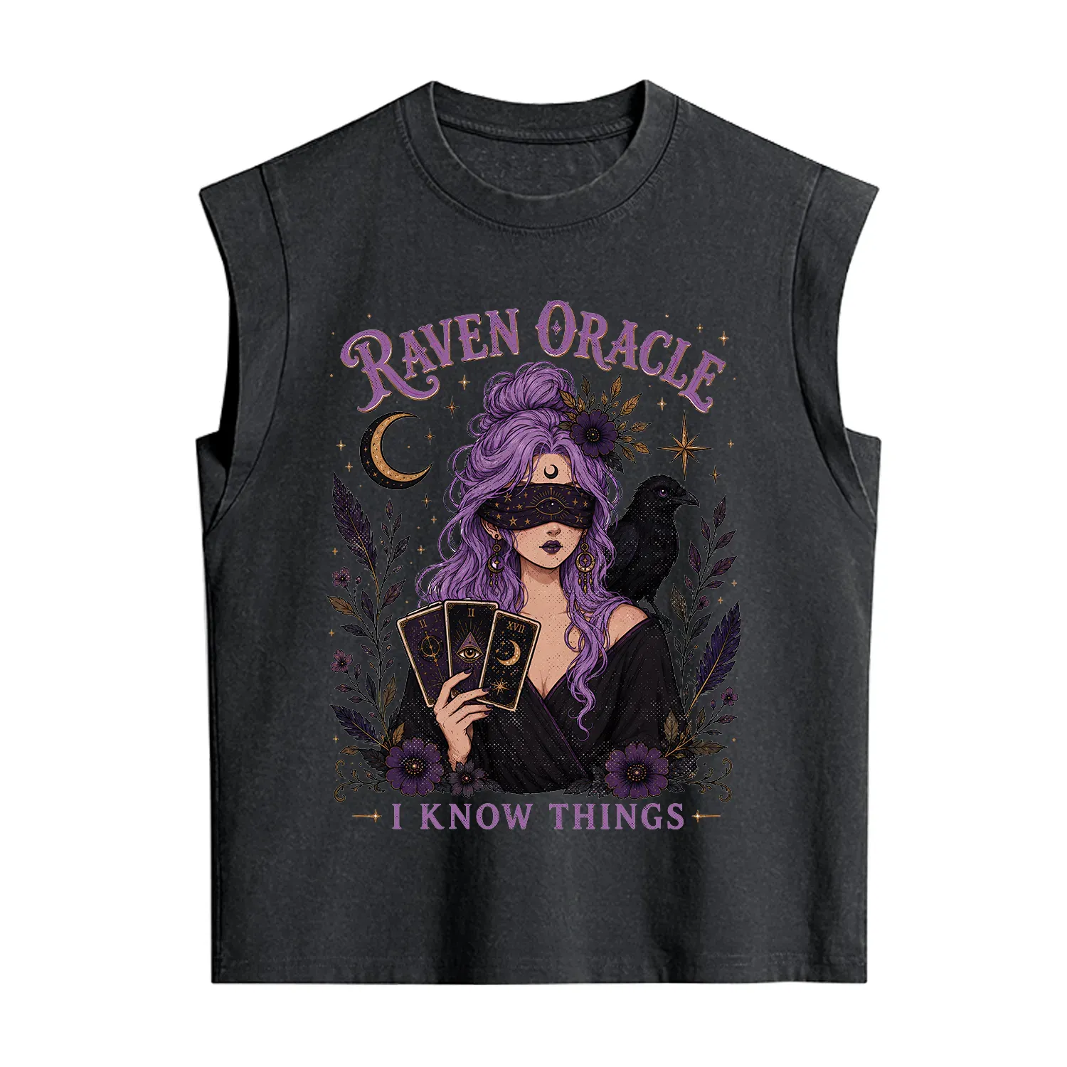 Purplehecate Raven Oracle I Know Things Witchy Vintage Washed Tank